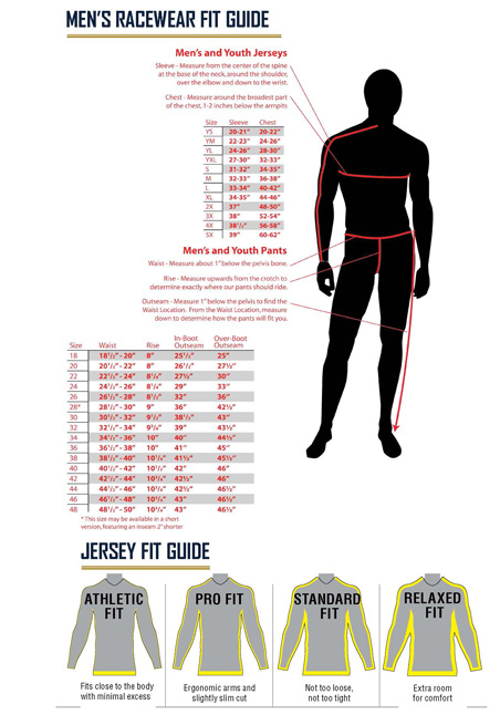 motocross chest protector size chart
