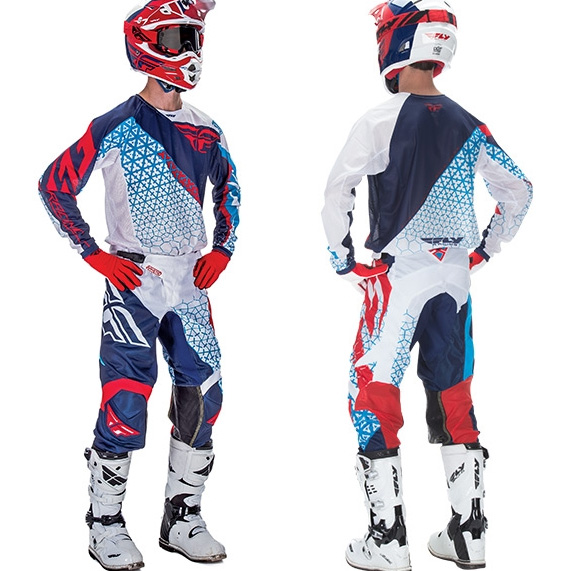 red white and blue motocross gear