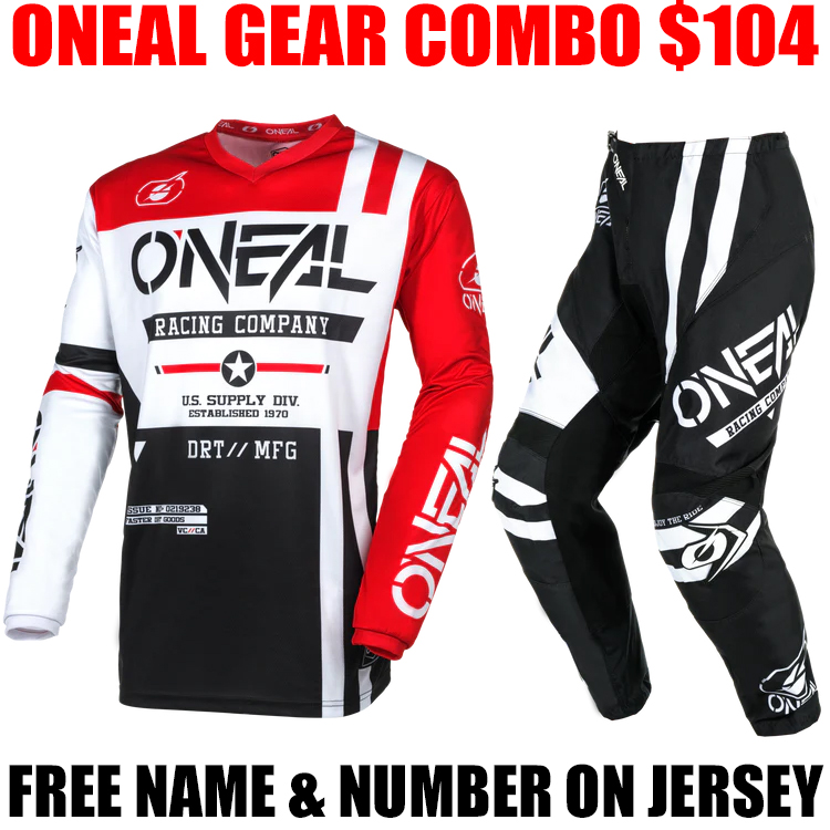 2024 ONEAL ELEMENT WARHAWK GEAR COMBO RED/ BLACK - Pro Style MX