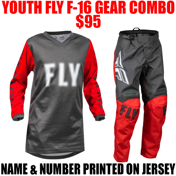 FLY Racing 2023 F-16 Youth Jersey and Pants (Black/White)