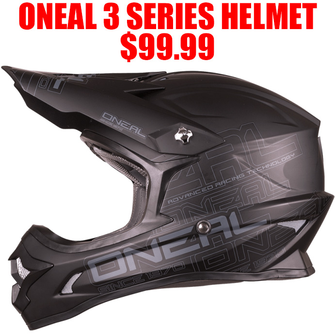 2017 ONEAL 3 SERIES FLAT BLACK HELMET - Pro Style MX