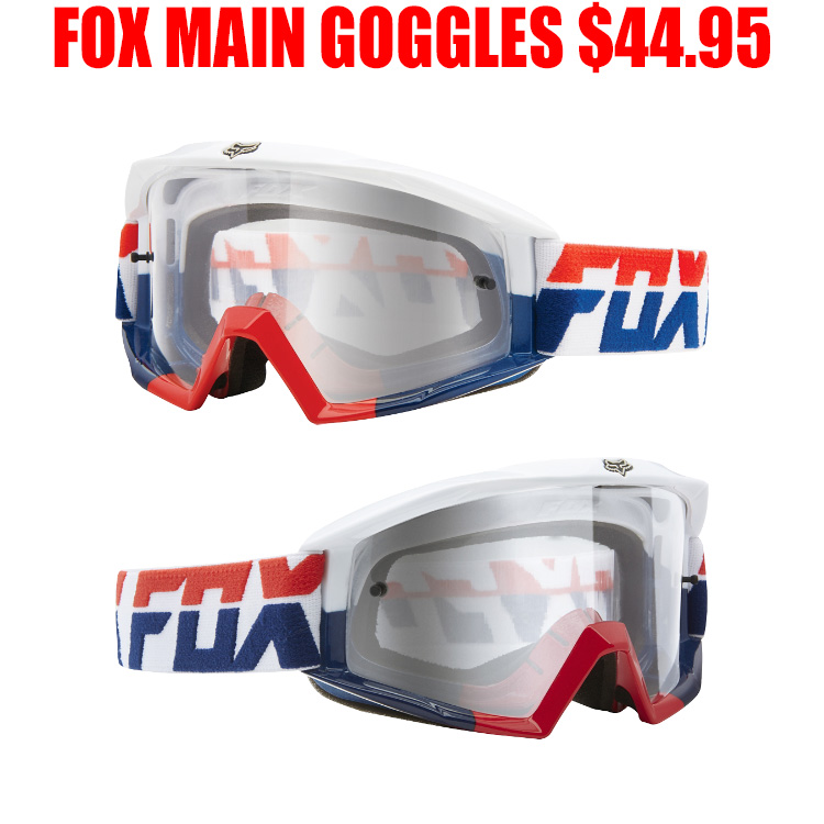 100 goggles red white and blue